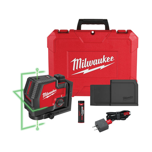 Milwaukee 3522-21 USB Rechargeable Green Cross Line & Plumb Points Laser - McCally Tool and Supply | Industrial Distributor & Repair