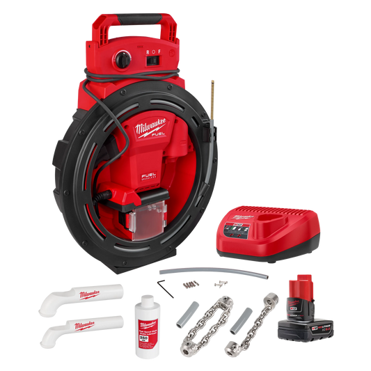 Milwaukee 2519-21 M12 FUEL™ High Speed Chain Snake for 1-1/4”-2” Pipes