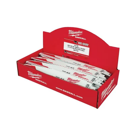 Milwaukee 48-01-7026 9" 5 TPI The AX Demolition Wood Cutting Sawzall Blade (100 Pack)