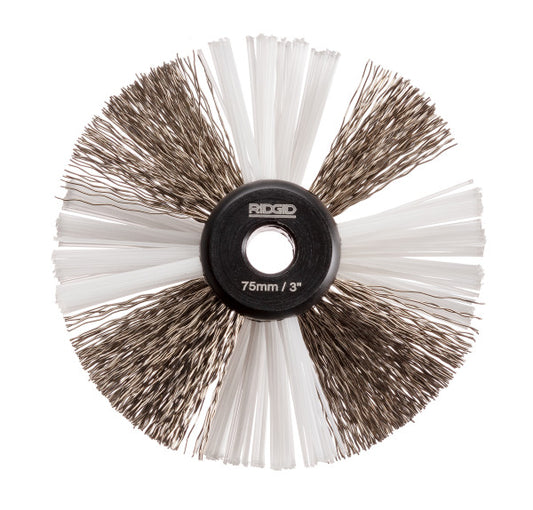 RIDGID 68978 3" (80mm) Nylon/Steel Brush for 5/16" (8mm) Cable with Nylon and Steel String