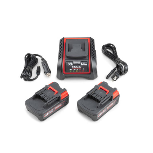 RIDGID 66013 Battery & Charger Kit with Two 18V Batteries and 120V Charger