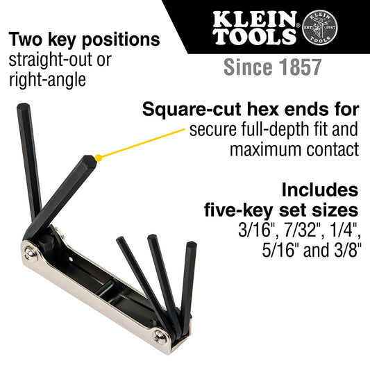 Klein Tools 70579 Folding Hex Key Set, 5-Key, SAE Sizes - McCally Tool and Supply | Industrial Distributor & Repair