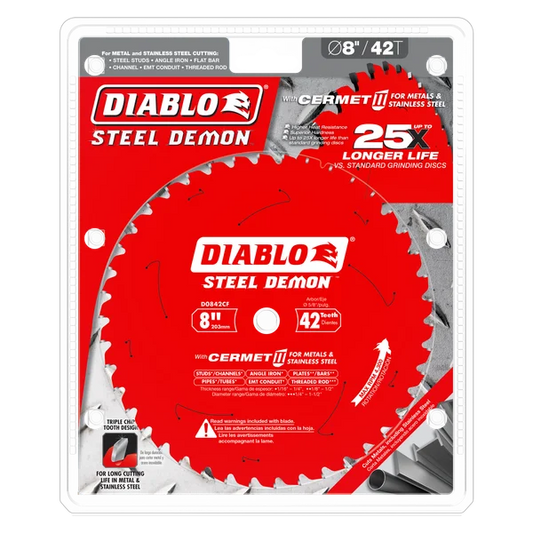 Diablo D0842CF 8" x 42-Teeth Steel Demon Cermet II Saw Blade for Thick Metal