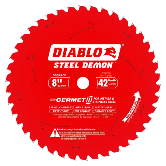 Diablo D0842CF 8" x 42-Teeth Steel Demon Cermet II Saw Blade for Thick Metal