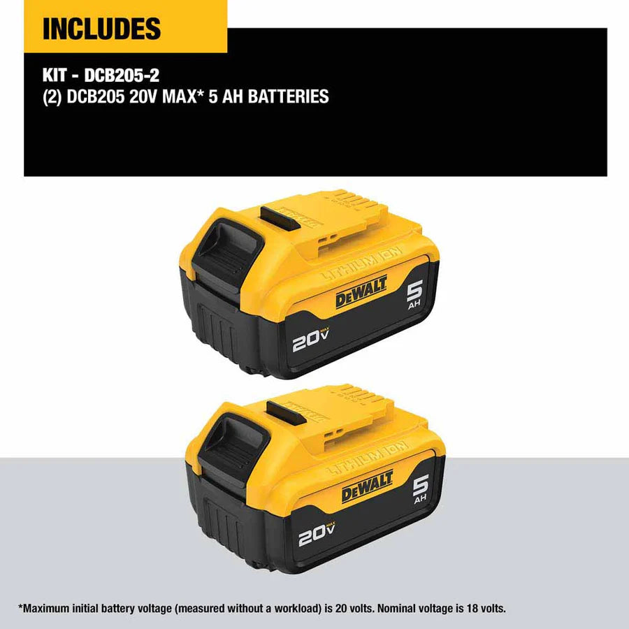 DeWALT DCB205-2 20V MAX 5Ah Battery (2 PK) - McCally Tool and Supply | Industrial Distributor & Repair