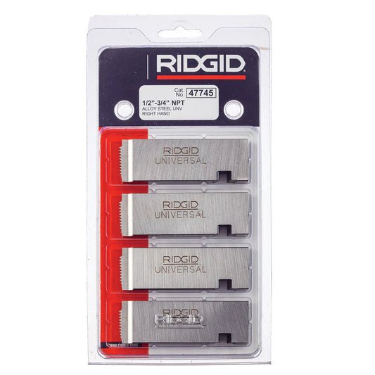 RIDGID 47745 1/2" to 3/4" - 14 NPT Universal Dies Alloy RH (4pk) - McCally Tool and Supply | Industrial Distributor & Repair