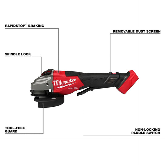 Milwaukee 3670-20 M18 FUEL™ 4-1/2"-6" Braking Grinder, Paddle Switch
