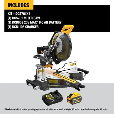 DeWALT DCS781X1 60V 12in Sliding Miter Saw Kit