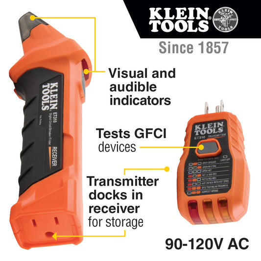 Klein Tools ET310 Digital Circuit Breaker Finder with GFCI Outlet Tester - McCally Tool and Supply | Industrial Distributor & Repair