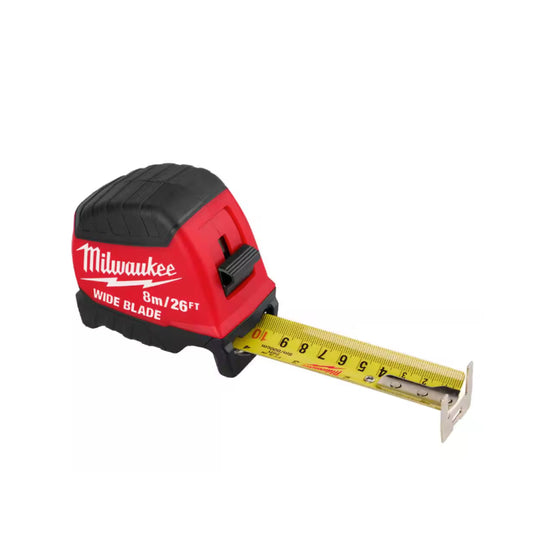 Milwaukee 48-22-1226 8m/26ft Wide Blade Tape Measure 18ft Reach - McCally Tool and Supply | Industrial Distributor & Repair
