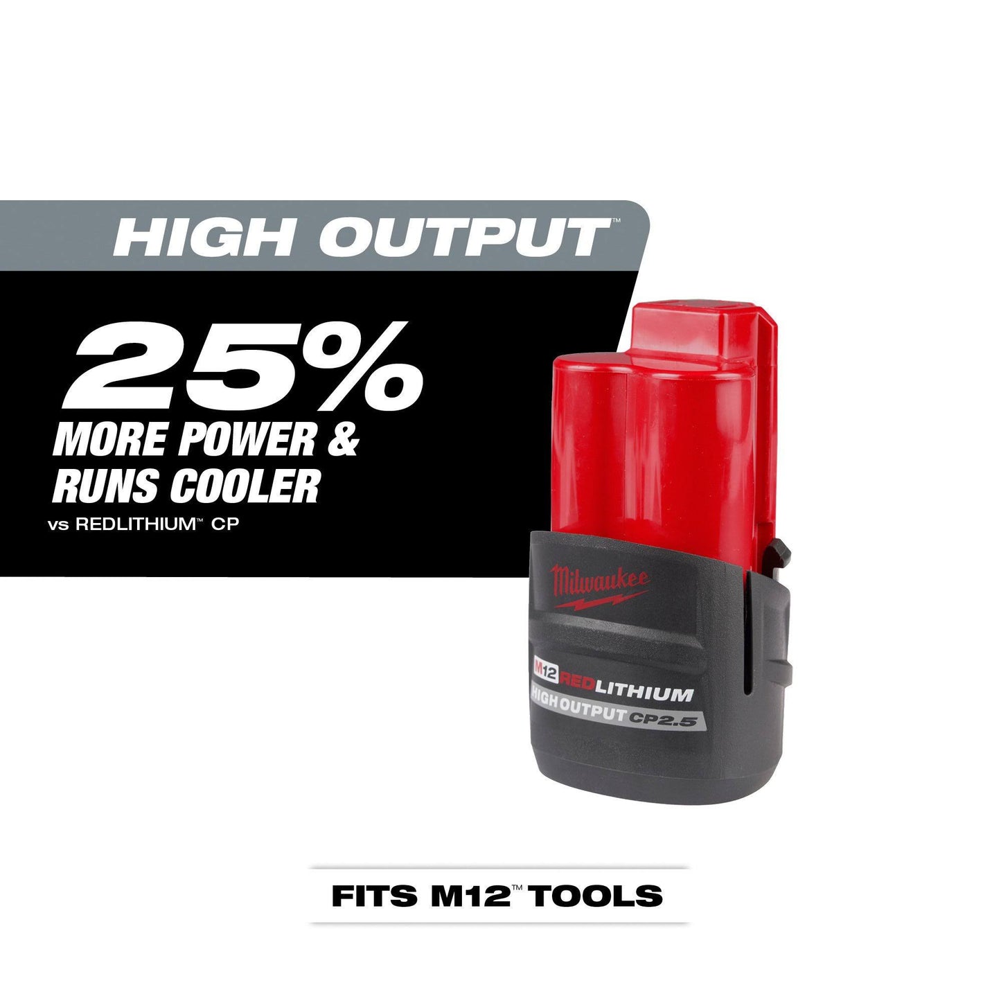 Milwaukee M12 REDLITHIUM High OUTPUT CP2.5 Battery Pack 48-11-2425