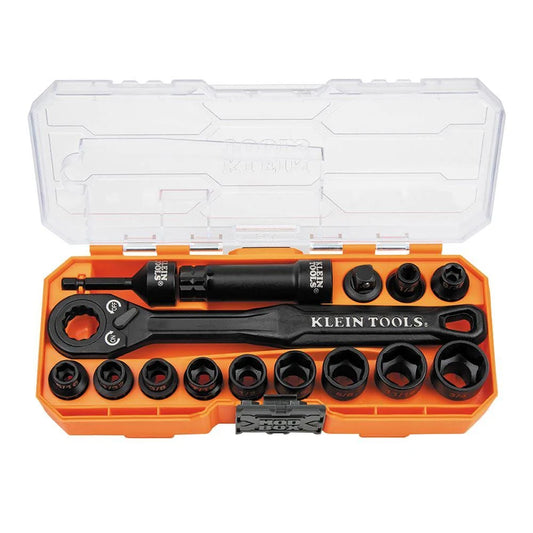 Klein Tools 65400 KNECT™ 3/8-Inch Drive Impact-Rated Pass Through Socket Set, 15-Piece - McCally Tool and Supply | Industrial Distributor & Repair