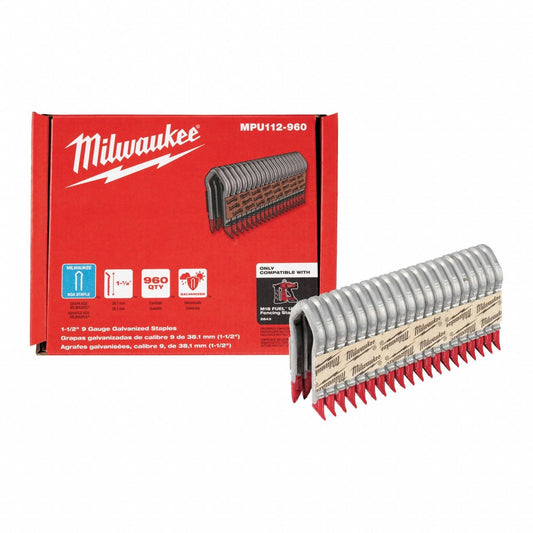 Milwaukee MPU112-960 1.5" 9 Gauge Galvanized Staples - McCally Tool and Supply | Industrial Distributor & Repair