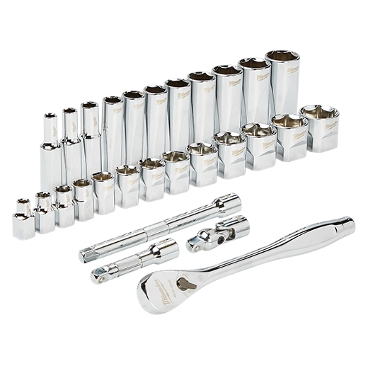 Milwaukee 48-22-9408 3/8" Drive 28pc Ratchet & Socket Set- SAE 