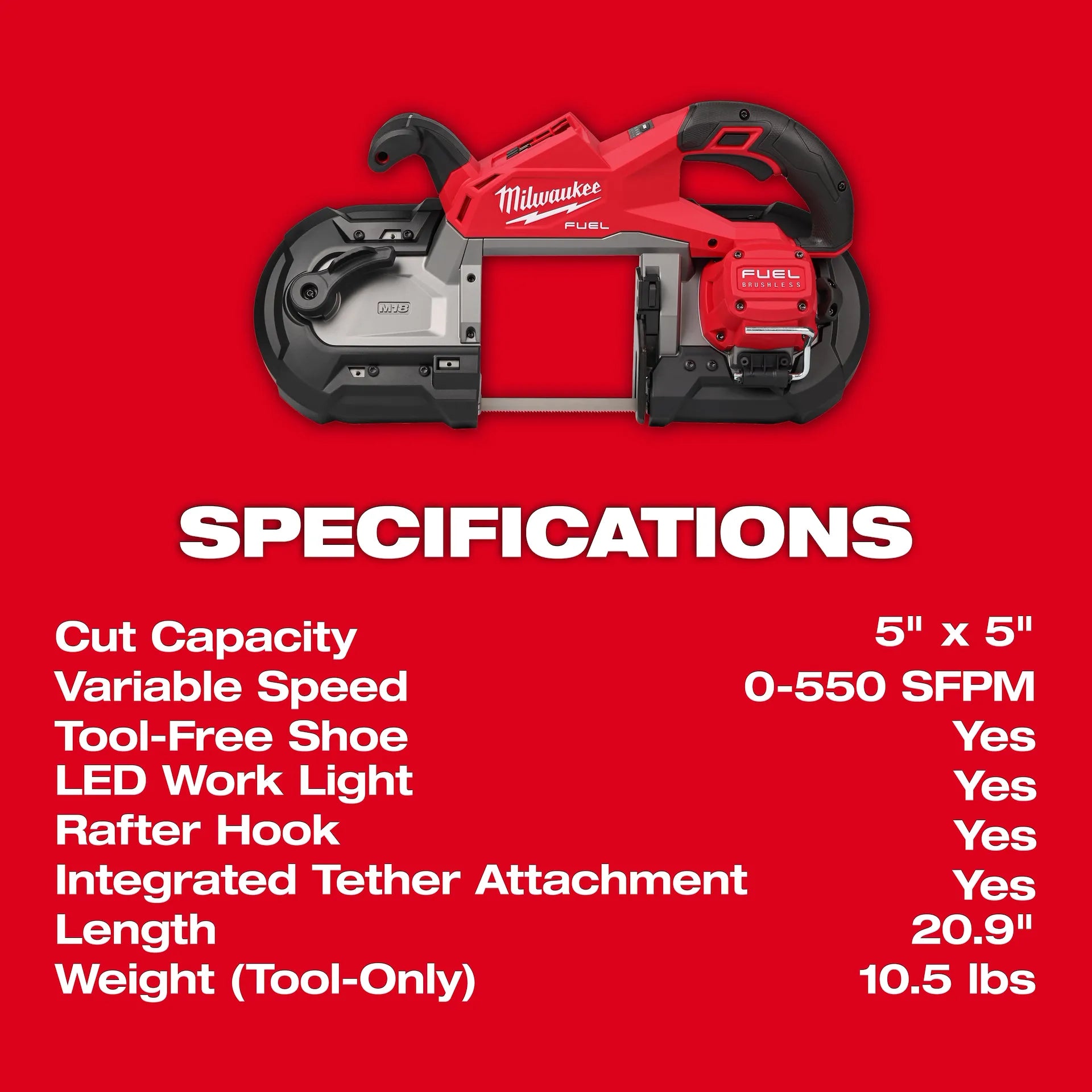 Milwaukee 2929S-20 M18 FUEL™ Deep Cut Dual Trigger Band Saw w/ ONE-KEY™ (Tool Only) - McCally Tool and Supply | Industrial Distributor & Repair