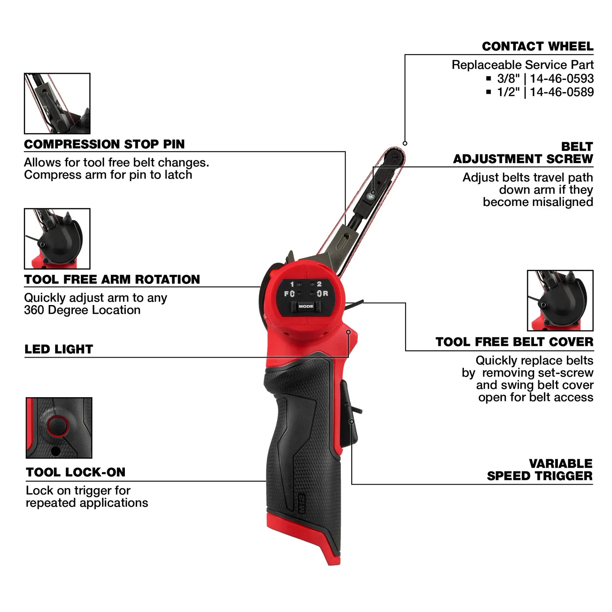 Milwaukee 2483-20 M12 FUEL™ 3/8" X 13" Bandfile (Bare Tool) - McCally Tool and Supply | Industrial Distributor & Repair