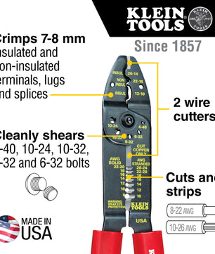 Klein Tools 1001 Multi Tool, Stripper, Crimper, Wire Cutter, 8-22 AWG - McCally Tool and Supply | Industrial Distributor & Repair