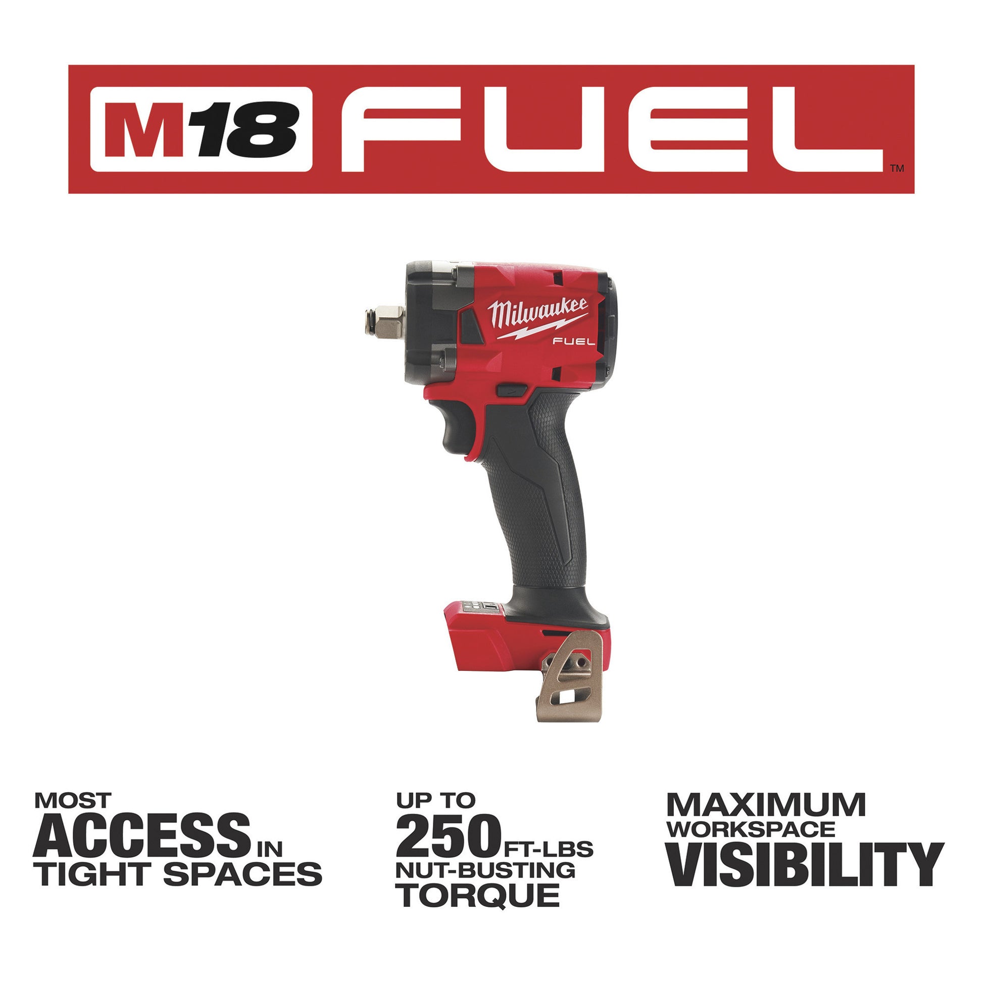 Milwaukee 2855-20 M18 Fuel 1/2" Compact Impact Wrench w/ Friction Ring (Bare Tool) - McCally Tool and Supply | Industrial Distributor & Repair