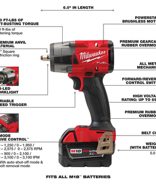 Milwaukee 2960-22R M18 FUEL 3/8 Mid-Torque Impact Wrench w/ Friction Ring Kit - McCally Tool and Supply | Industrial Distributor & Repair