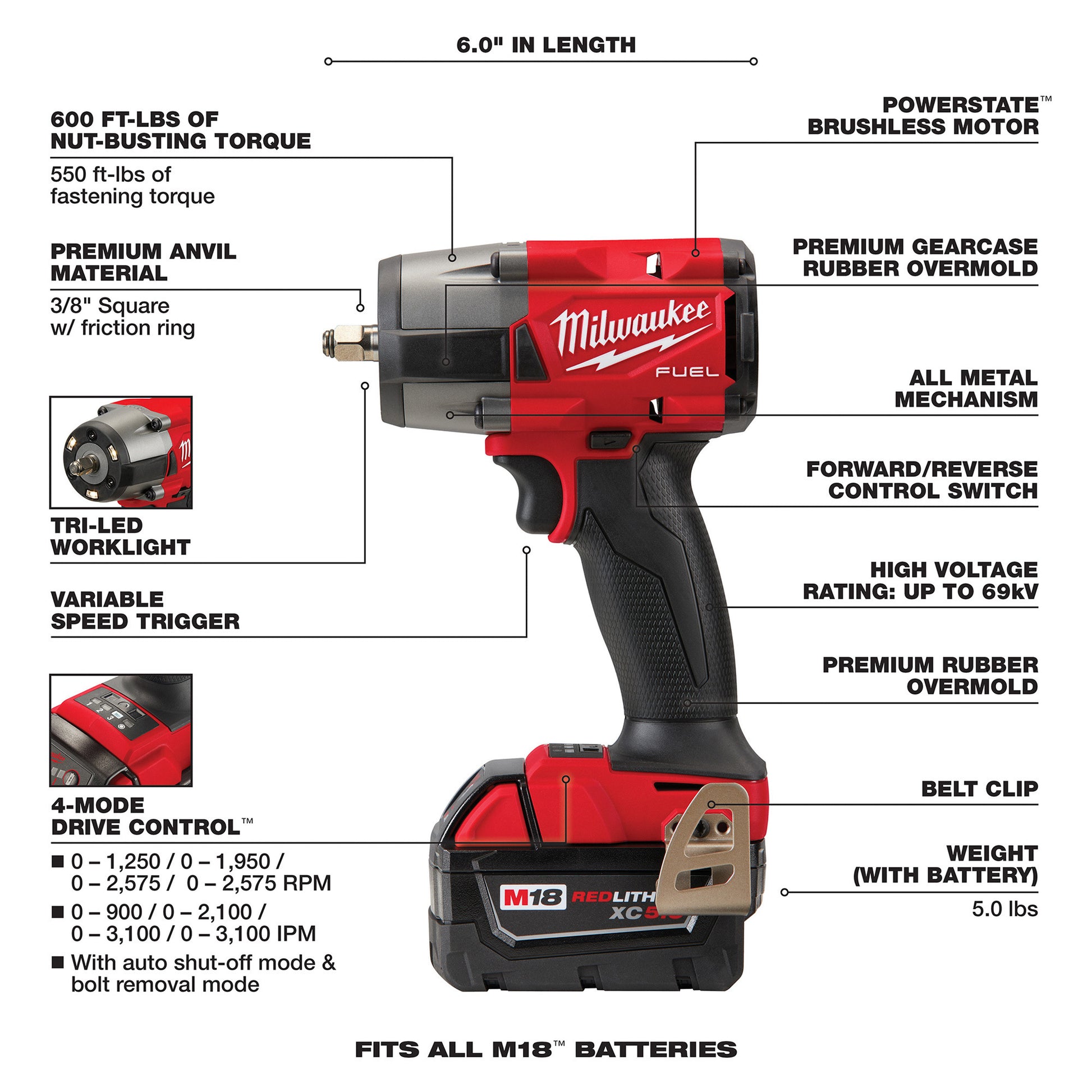 Milwaukee 2960-22R M18 FUEL 3/8 Mid-Torque Impact Wrench w/ Friction Ring Kit - McCally Tool and Supply | Industrial Distributor & Repair