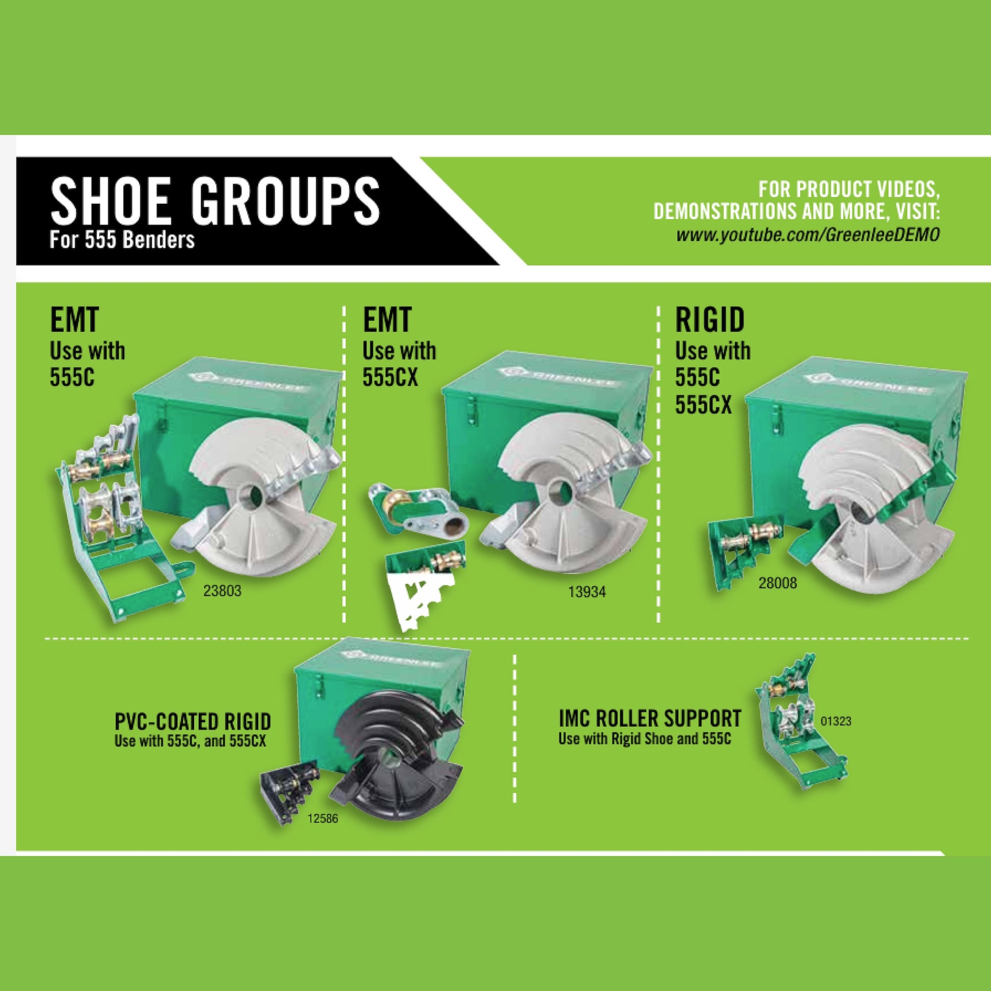 Greenlee 23803 EMT Shoe Group 1/2"-2"