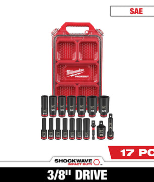 Milwaukee 49-66-6800 17PC SHOCKWAVE™ Impact Duty Socket 3/8” Drive SAE Set with PACKOUT