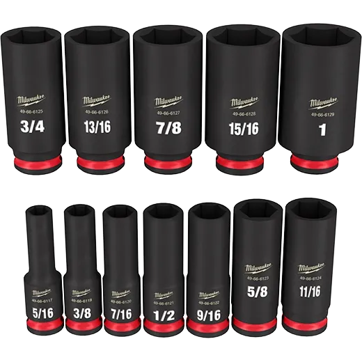 Milwaukee 49-66-7006 SHOCKWAVE Impact Duty™ 3/8" Drive SAE Deep 6 Point Socket Set (12 Piece)
