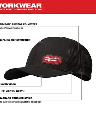 Milwaukee 505B GRIDIRON Snapback Black Trucker Hat - McCally Tool and Supply | Industrial Distributor & Repair