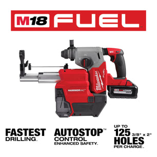Milwaukee M18 FUEL™ 1” SDS Plus Rotary Hammer w/ Dust Extractor Kit 2912-22DE