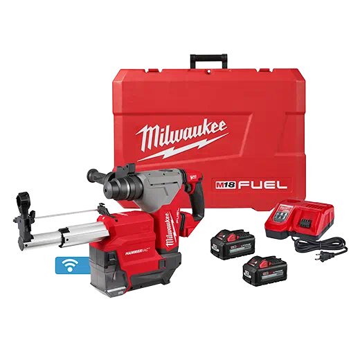 Milwaukee 2915-22DE M18 FUEL™ 1-1/8" SDS Plus Rotary Hammer w/ ONE-KEY™ & HAMMERVAC™ Dedicated Dust Extractor Kit - McCally Tool and Supply | Industrial Distributor & Repair