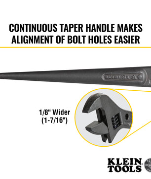 Klein Tools 3227 Adjustable Spud Wrench, 10-Inch, 1-7/16-Inch, Tether Hole - McCally Tool and Supply | Industrial Distributor & Repair