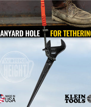 Klein Tools 3239 Adjustable Spud Wrench, 16-Inch, 1-5/8-Inch, Tether Hole - McCally Tool and Supply | Industrial Distributor & Repair