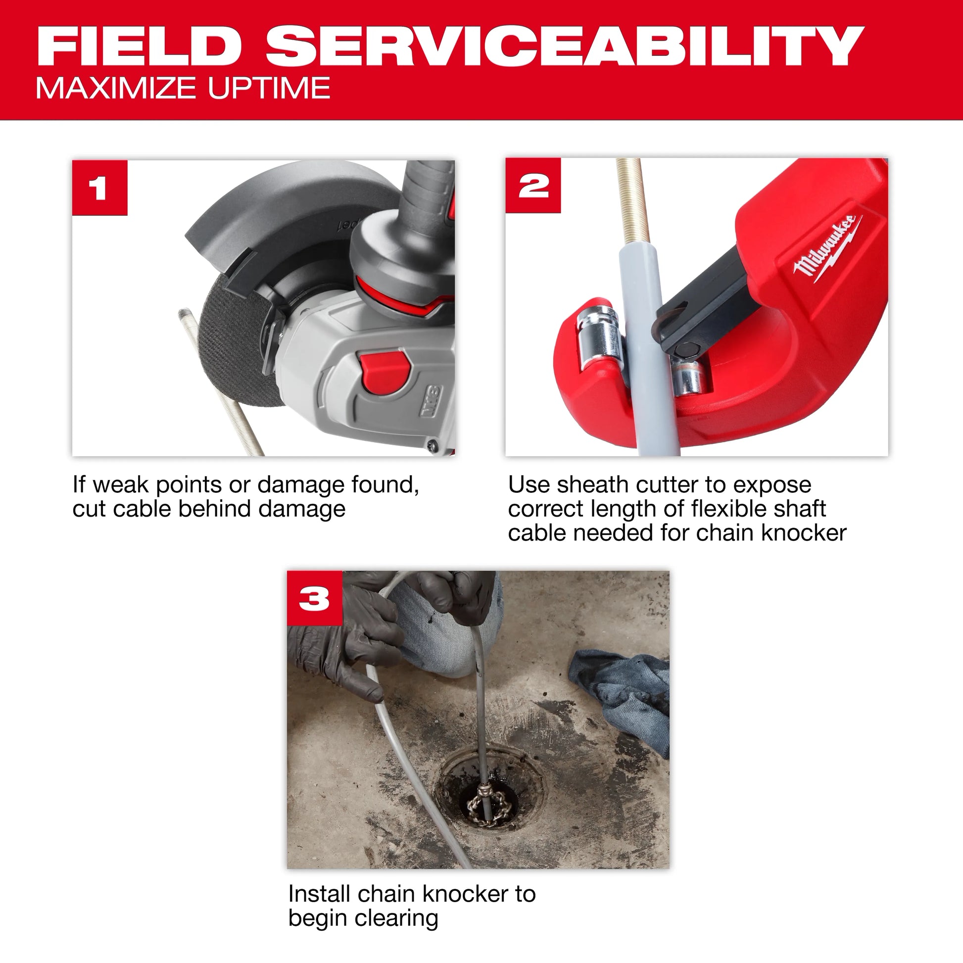 Milwaukee 2519-21 M12 FUEL™ High Speed Chain Snake for 1-1/4”-2” Pipes