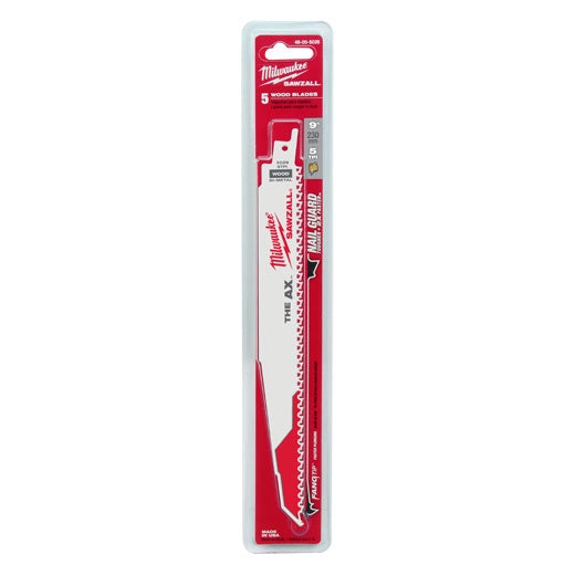 Milwaukee 48-01-7026 9" 5 TPI The AX Demolition Wood Cutting Sawzall Blade (100 Pack)