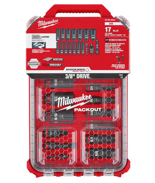 Milwaukee 49-66-6800 17PC SHOCKWAVE™ Impact Duty Socket 3/8” Drive SAE Set with PACKOUT