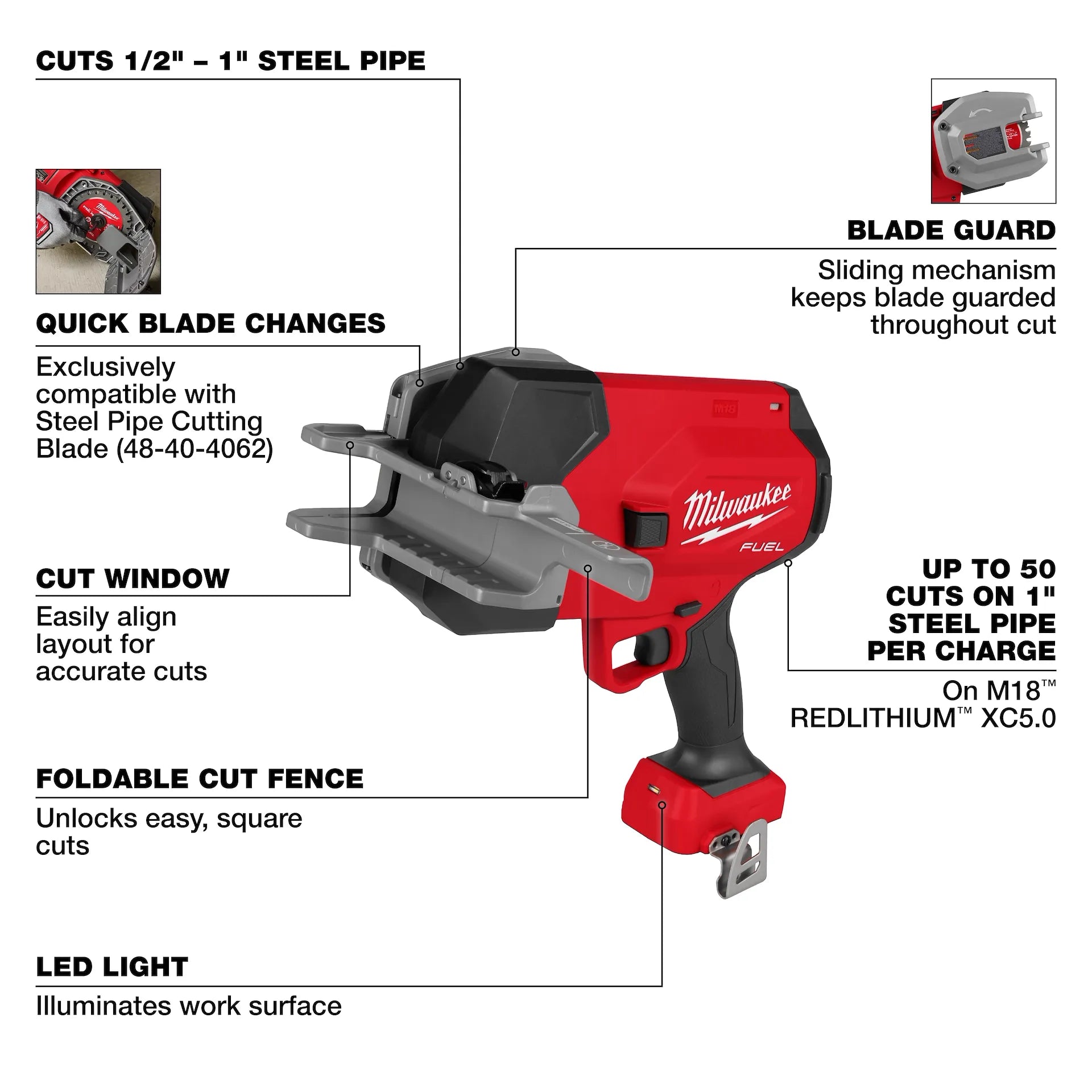 Milwaukee 3469-20 M18 FUEL™ ½”-1” Steel Pipe Cutter - McCally Tool and Supply | Industrial Distributor & Repair
