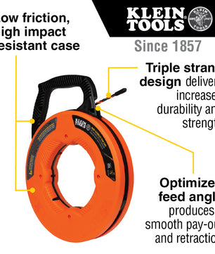 Klein Tools 50375 High Flex Polyester Fish Tape, 75-Foot - McCally Tool and Supply | Industrial Distributor & Repair