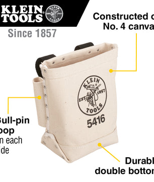 Klein Tools 5416 Tool Bag, Bull-Pin and Bolt Pouch, Belt Strap Connect, 5 x 10 x 9-Inch - McCally Tool and Supply | Industrial Distributor & Repair