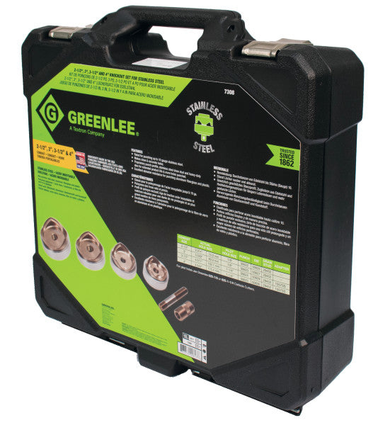 Greenlee 7308 Punch Kit Stainless Steel 2-1/2", 3", 3-1/2", and 4" Conduit