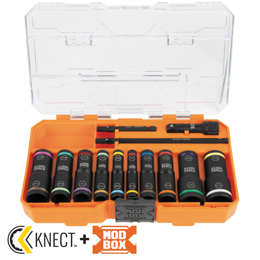 Klein Tools 65239 KNECT™ Flip-20 Impact Socket Set, SAE and Metric, 13-Piece