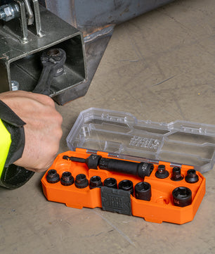 Klein Tools 65400 KNECT™ 3/8-Inch Drive Impact-Rated Pass Through Socket Set, 15-Piece - McCally Tool and Supply | Industrial Distributor & Repair