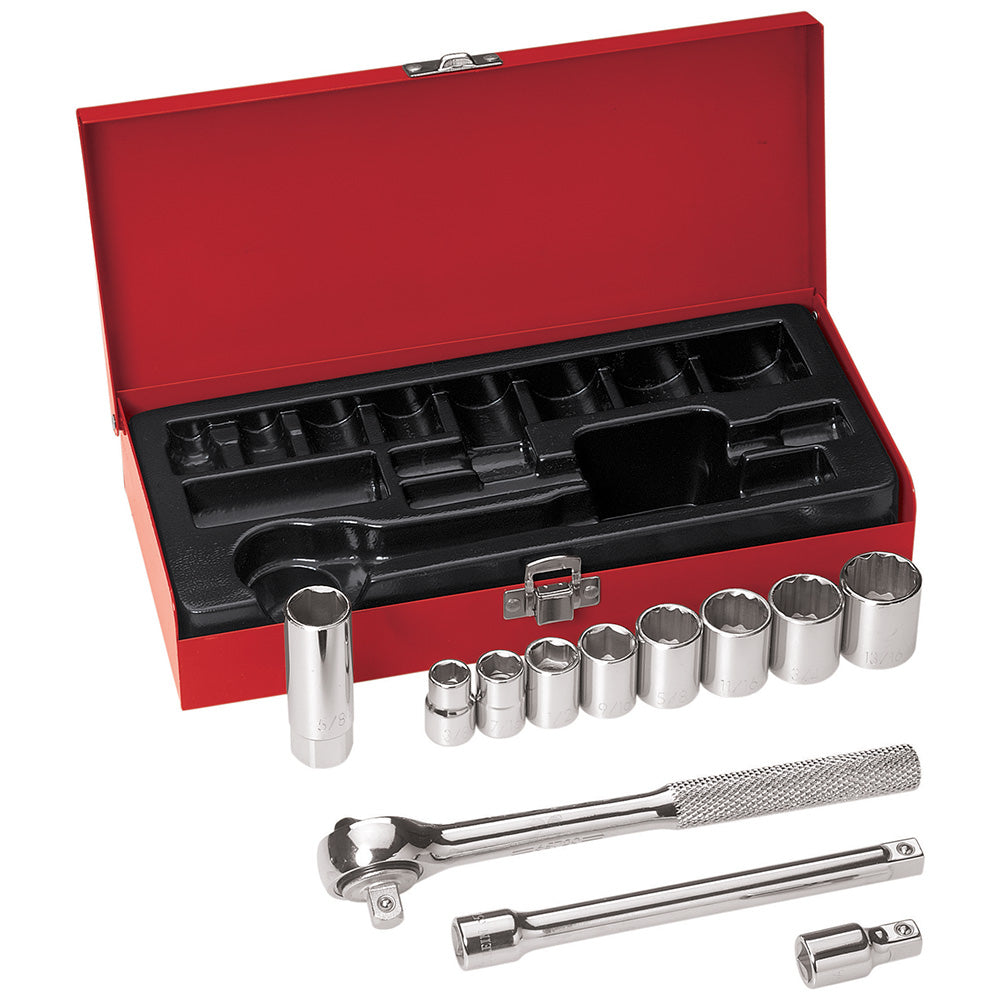 Klein Tools 66504 3/8-Inch Drive Socket Wrench Set, 12-Piece