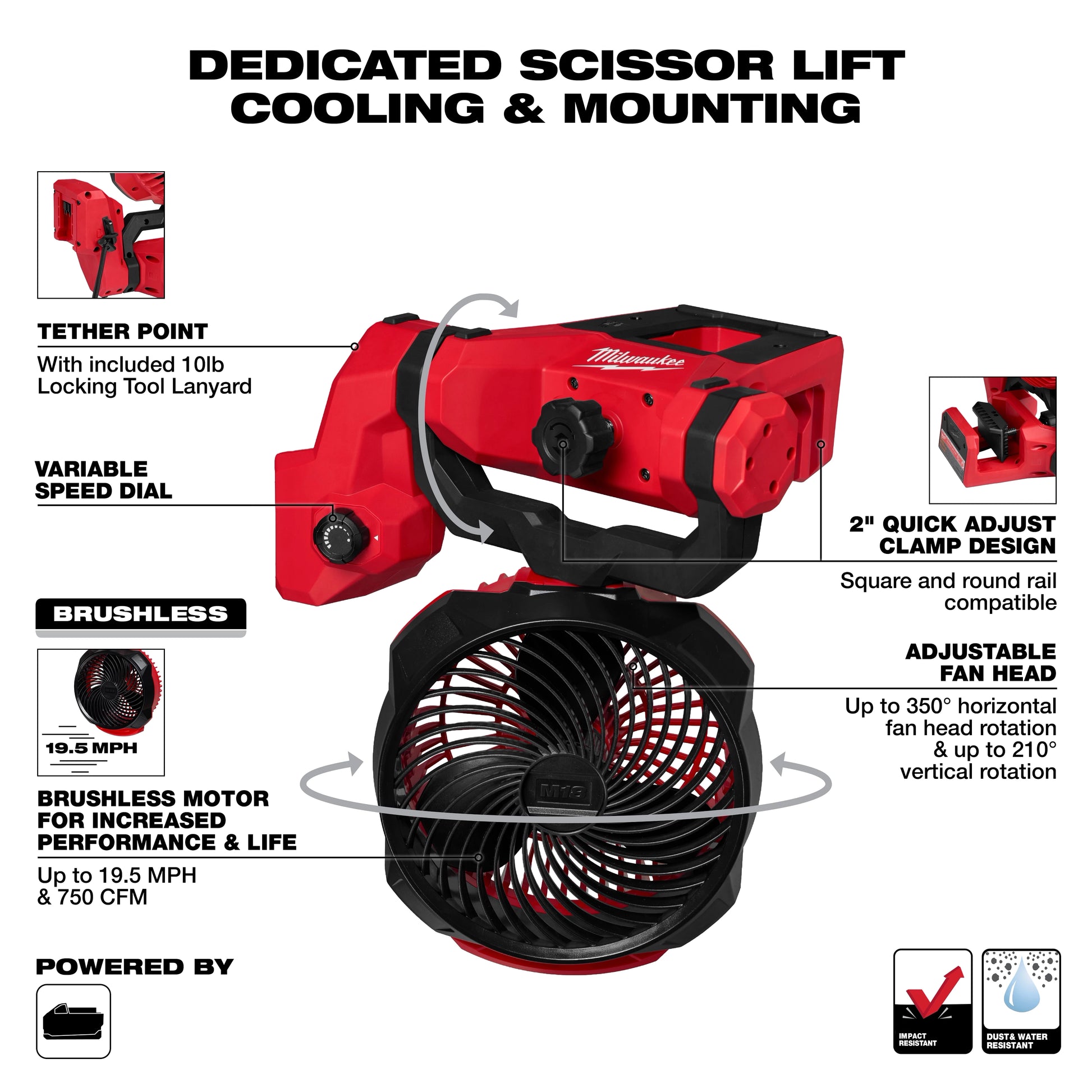 Milwaukee 0817-20 M18™ Brushless Scissor Lift Fan