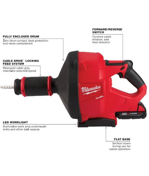 Milwaukee 2772A-21 M18 FUEL™ Drain Snake w/ CABLE DRIVE™ with 5/16” Cable