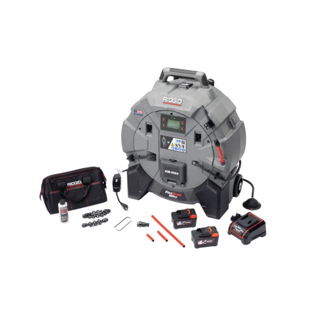 RIDGID 79773 KM-1004 FlexShaft Milling Machine Domestic (1 1/4in (32mm) - 4in (100mm)) - With Batteries & Charger