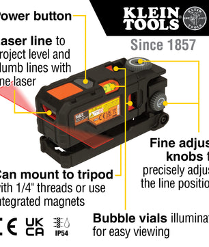 Klein Tools 93PTL Red Pocket Laser Level - McCally Tool and Supply | Industrial Distributor & Repair