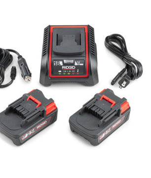 RIDGID 66013 Battery & Charger Kit with Two 18V Batteries and 120V Charger