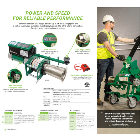 Greenlee GX10-F GX10 10k Tugger with Floor Mount