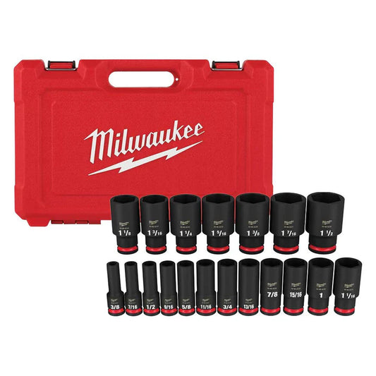 Milwaukee 49-66-7012 19PC SHOCKWAVE Impact Duty 1/2" Drive SAE Deep 6 Point Socket Set