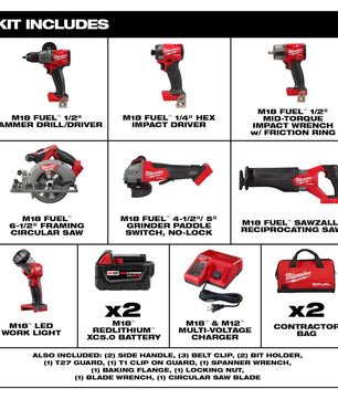 Milwaukee 3697-27 M18 Fuel 7-Tool Combo Kit - McCally Tool and Supply | Industrial Distributor & Repair